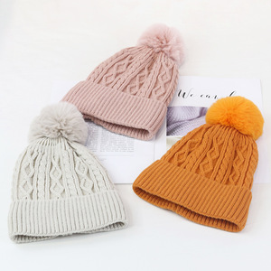 Knitted <b>Hat</b> With Pom Pom Warm <b>Winter</b> Beanie For <b>Men</b> And Women Adult 56-58Cm Acrylic Fiber Red Black White Pink Orange Gray Beige - Product Image 3