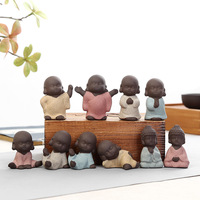 Vente en gros de figurines de thé traditionnelles chinoises en argile Zisha, plateau du zodiaque Dragon, statues de Bouddha riant, animaux en céramique pour le thé Gongfu, moines