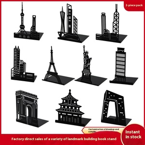 Sujetalibros de Metal para escritorio arquitectónico creativo, par de adornos gruesos antideslizantes negros huecos, libro decorativo al por mayor de fábrica - Product Image 2