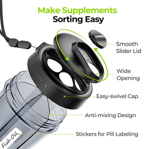 Nouveau design, distributeur de pilules anti-mélange, couvercle coulissant adapté aux personnes atteintes d'arthrite, grand format de voyage, pour les soins aux personnes âgées - Product Image 4