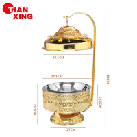 TIANXING 8L Chauffe-Plat Doré de Luxe en Acier Inoxydable pour Buffet, Réchaud Alimentaire pour Mariages et Événements, Équipement de Restauration Haut de Gamme
