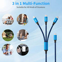 Câble USB Type C personnalisable en gros 3 en 1 charge rapide et transfert de données câble de chargeur de téléphone portable en nylon Usb c 3 en 1