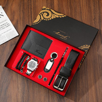 Ensemble cadeau élégant pour homme, 6 pièces : montre, ceinture, portefeuille, lunettes de soleil, porte-clés, boîte à parfum, marque personnalisée, cadeau de la Saint-Valentin