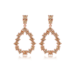 Pendientes Largos de Plata de Ley con Baño de Oro Rosa para Mujer, con Circonitas Cúbicas Brillantes en Forma de Estrella, Ideales para Bodas y Fiestas - Product Image 2