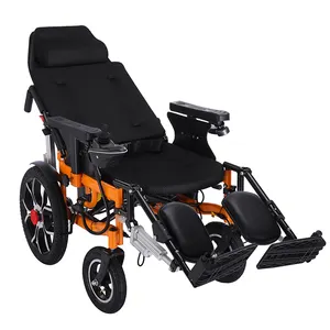 En ucuz engelli yaşlı uzanmış katlanır hafif ekonomik elektrikli tekerlekli sandalye silla de ruedas