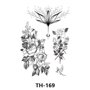 Mujeres hermosos <span class=keywords><strong>dibujos</strong></span> de arte corporal Sexy transferencia de agua falsa mangas de <span class=keywords><strong>brazo</strong></span> vientre pierna pecho temporal negro tatuaje flores - Product Image 2