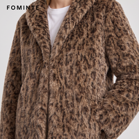 Manteau en fausse fourrure pour femme, imprimé léopard marron, chaud et épais, style streetwear de luxe, tendance, en stock, vente en gros