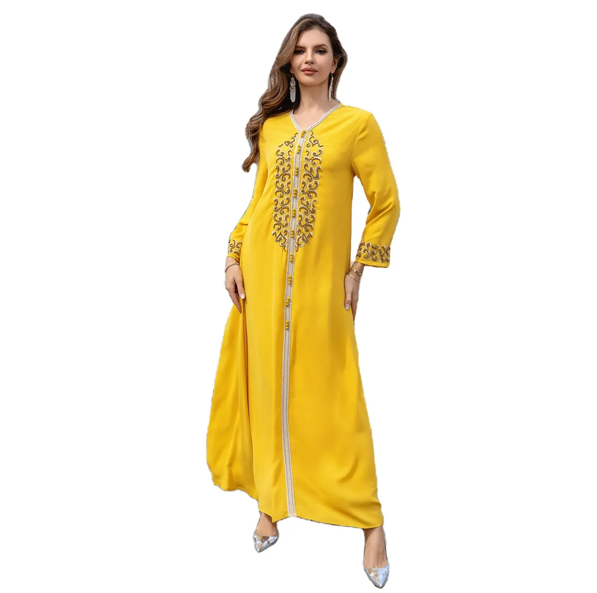 Robes musulmanes pour femmes musulmanes du Moyen-Orient robe à paillettes de luxe abaya robe de soirée vente en gros