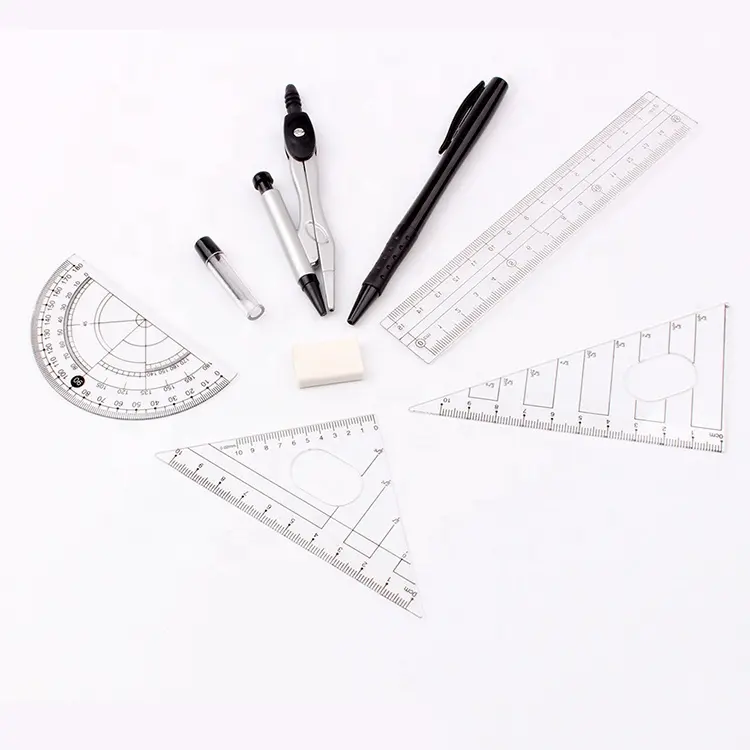 Ruler Set Compass Math Set Mathematical Instruments kits Packaging back to school stationery student math tools office supplies