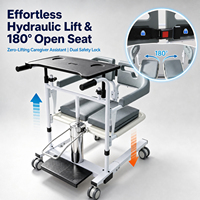 Chaise de transfert pour personnes âgées à siège hydraulique rotatif à 180 degrés, fauteuil roulant multifonctionnel mobile avec fonction douche et toilettes pour les soins à domicile