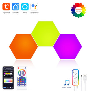 Lumière hexagonale intelligente WiFi RGBIC Tuya pour la domotique, fabriquée à Shenzhen, compatible avec <span class=keywords><strong>l</strong></span>'assistance vocale PST-HL03 - Product Image 2