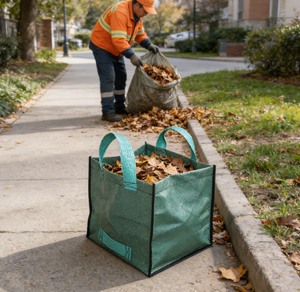 <span class=keywords><strong>Bac</strong></span> à feuilles vertes en plastique tissé haute densité pour la gestion durable des déchets de jardin et le stockage du compost - Product Image 1