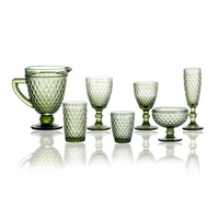 Lot de verres à vin vintage solides et abordables, gobelets à eau en verre coloré, design minimaliste, 230 ml, pied court, pour banquets et mariages