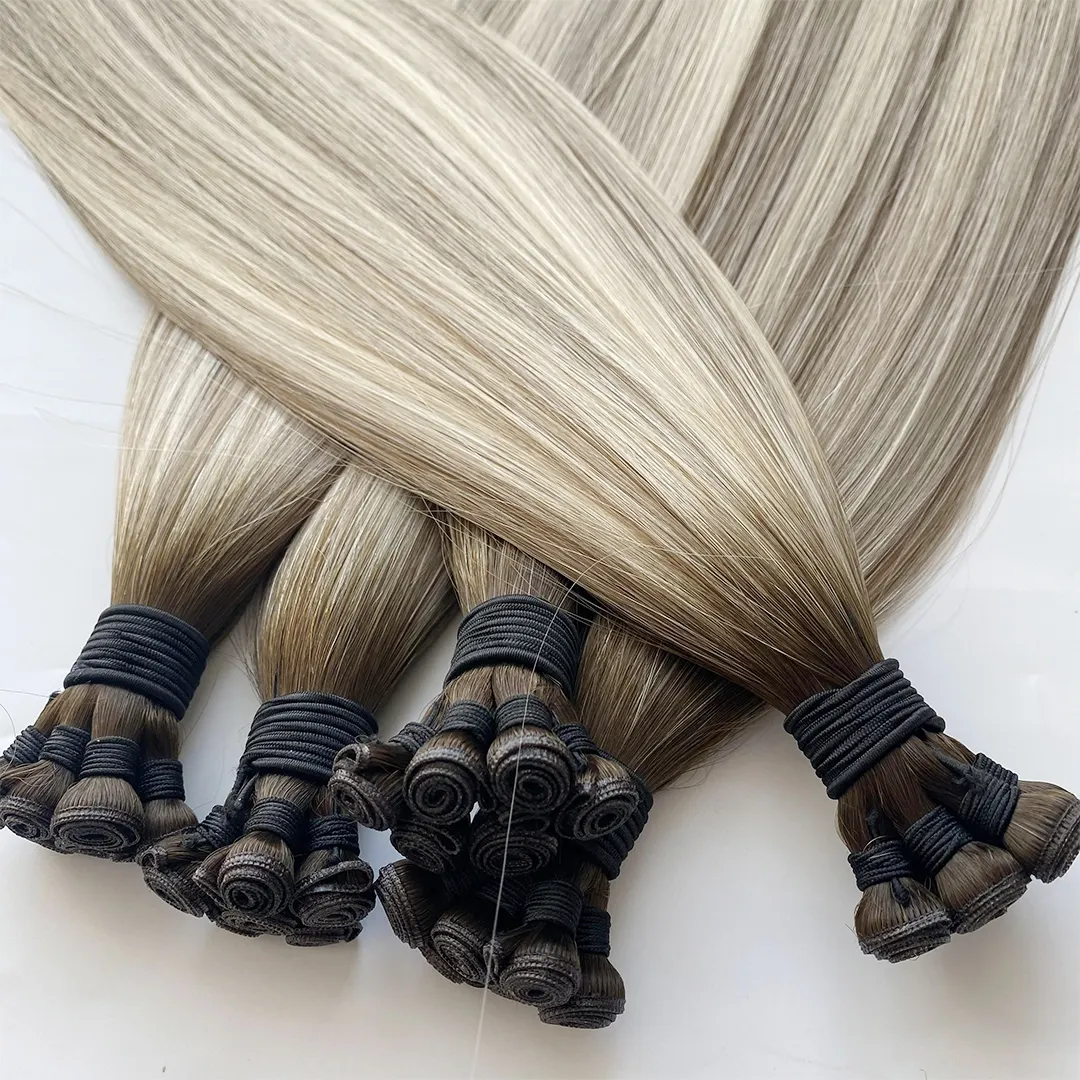 2024 nova moda popular extensões de cabelo humano de trama sem costura de alta qualidade cor balayage cabelo genial trama amarrada à mão