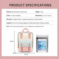 Sac à dos scolaire léger de couleur pastel avec logo personnalisé, compartiment pour ordinateur portable, sac à dos de voyage grande capacité pour étudiants et filles