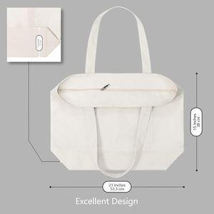 16oz Thick Cotton Fabric Plain Blank Eco Reusable Big Capacity White Custom Printed Logo <b>Gift</b> Shopping Canvas Tote <b>Bag</b> for Women - Product Image 3