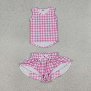 Conjuntos de Ropa Deportiva RTS para Niñas, Pantalones Cortos a Cuadros Coloridos, 2 Piezas, Nuevos Diseños de Verano para Hermanas - Product Image 6