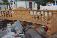 Bancs de jardin en marbre beige pour extérieur, sculpture à la main en pierre naturelle, statues décoratives, longs