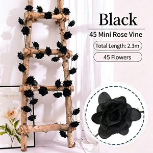 Ghirlanda di Rose Finte Nere a Tema Scuro, Decorazione Floreale Artificiale per Vetrine, Allestimenti Domestici, Eventi e Sfondi Fotografici - Product Image 1