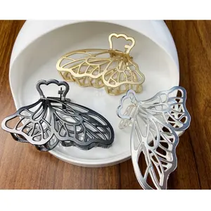 Oro scava fuori farfalla Design artiglio per capelli 8cm metallo Stereo farfalla capelli artiglio clip elegante lega donna accessori per capelli