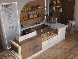 Comptoir de bar en bois LED personnalisé, vitrine à desserts moderne, aménagement intérieur de café - Product Image 3
