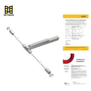 Dispositif de panique en acier inoxydable KEYMAN Barre de poussée double coupe-feu pour tige verticale Surface de porte de sortie Dispositif de sortie de tige verticale - Product Image 3
