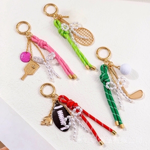 Porte-clés en corde tressée pour ballons de football, rugby, pickleball, tennis, raquettes de tennis et raquettes de pickleball, avec breloques mignonnes en corde de nylon pour porte-clés - Product Image 6