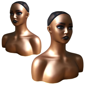 Présentoir réaliste de support de perruque de tête de <span class=keywords><strong>Mannequin</strong></span> féminin pour accessoires de beauté noir marron épaules perruques lunettes oreilles maquillage des yeux <span class=keywords><strong>buste</strong></span> - Product Image 2