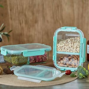 Linuo Hot Bán Lò vi sóng an toàn hình chữ nhật Borosilicate Glass bữa ăn Prep Hộp Ăn Trưa hộp đựng thức ăn với 2 ngăn Divider - Product Image 5