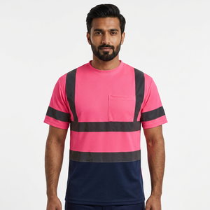 T-shirt de travail haute visibilité personnalisé en polyester/coton à manches courtes, respirant et sécurisé - Product Image 1