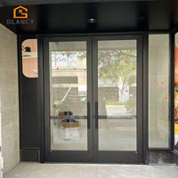 Puertas Francesas Interiores/Exteriores Dobles Personalizadas con Rotura de Puente Térmico, Aleación de Aluminio, Vidrio Negro, Certificación CE, Resistentes al Fuego, Garantía de 5 Años