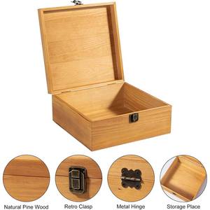 Wooden <strong>Box</strong> Storage <strong>Box</strong> Container with Hinged Lid and Front Clasp Wood <strong>Box</strong> for Crafts Art Hobbies and Valentine's Day Decoration - Product Image 5