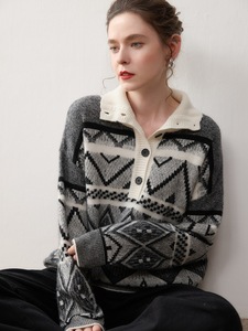 Suéter de Cachemira de Cuello Alto para Mujer, Tejido Jacquard Fair Isle, Grueso, de Lana de Cachemira, para Invierno - Product Image 6