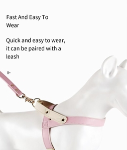 Nuevo conjunto de pecho y espalda de cuero de lujo para mascotas con función de ruptura Esquema de color rosa para entrenamiento y viaje diario de perros pequeños - Product Image 2