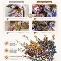 Décorations et fournitures de mariage : Fleurs artificielles en plastique floqué, accents floraux sur le thème violet pour allées de mariage, décorations de cathédrale, arrangements floraux de plafond.