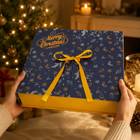 Boîte cadeau de Noël en carton durable de luxe personnalisée, boîte de calendrier de l'avent, boîte à double porte avec ruban et fermeture magnétique