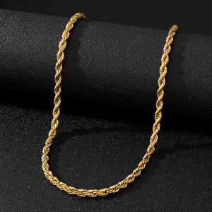 Collana a catena intrecciata in acciaio inossidabile 316L placcato oro 18k, stile hip hop punk VKME. - Product Image 5
