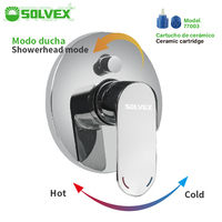 Set Shower Tersembunyi SOLVEX Modern Mewah Berlapis Krom Kuningan dengan Kepala Shower Hujan Pijat Stainless Steel 8 inci dan Mixer Genggam untuk Hotel