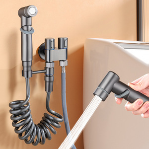 Noyau de cuivre complet noir double pistolet robinet un-deux vanne triangulaire Double contrôle ménage avec pommeaux de <span class=keywords><strong>douche</strong></span> miroir - Product Image 2