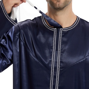 Saudi Arab <b>Men</b> <b>Thobe</b> with Long Sleeve Front Zipper Jubba Muslim <b>Men's</b> Clothing 833# - Product Image 6