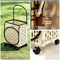 Panier de courses pliable en plastique à roulettes 40L grande capacité, bac de rangement à roulettes pour bureau d'accueil, articles divers, organisateur maison et bureau