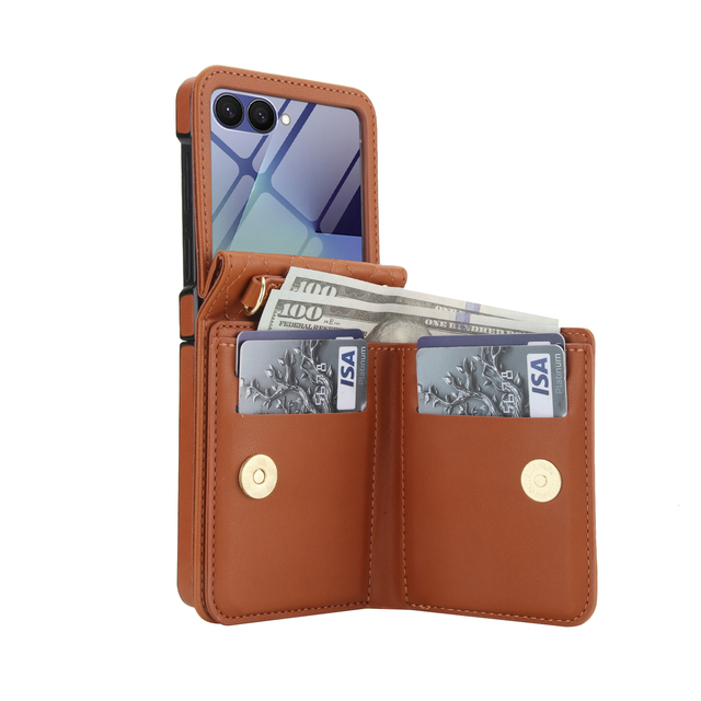 For Galaxy Z Flip 8 7 6 5 Case Wallet with Card Holder and Outer Screen Protector Shockproof Phone Cover for Samsung Z Flip 4 3