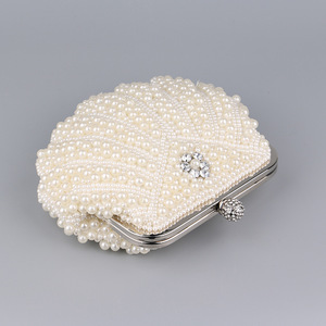 Wholesale Elegant Metal Frame <b>Beaded</b> Metallic Clutch Bags Evening Party Bags Rhinestone Purses for Women - Product Image 4