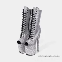 Escarpins à talon haut de 20 cm avec estampage doré, style européen et américain, bout ouvert, fermeture éclair latérale, plateforme imperméable, pour boîte de nuit, défilé et pole dance
