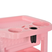 Chariot de Salon Moderne en Plastique Rose Durable à 4 Tiroirs pour Coiffure et Utilisation à Domicile/Bureau