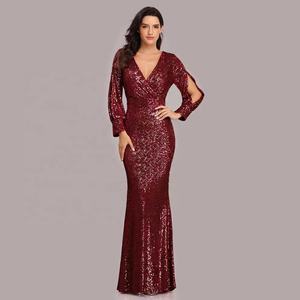Women Ladies Elegant Prom <strong>Dresses</strong> Party Sequin Long Sleeved Evening <strong>Dress</strong> Fishtail Mother of Bride <strong>Wedding</strong> Casual <strong>Dress</strong> - Product Image 5