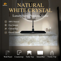 Dalle de comptoir et dalle de meuble-lavabo en cristal blanc naturel, fournie directement par l'usine, pour intérieurs résidentiels de luxe