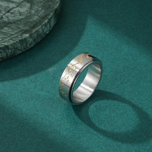 Alin Neu angekommen 18 Karat vergoldet Edelstahl Zirkon Dreh ringe Großhandel für Jungen - Product Image 4