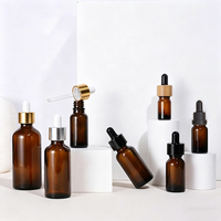 Leere 5ml 10ml 15ml 20ml 30ml 50ml 100ml Bernsteinfarbene Glasflaschen für Ätherische Öle mit Bambusdeckel und Tropfer