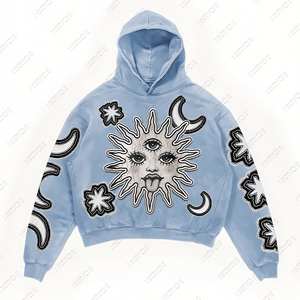 Sudadera de algodón 2025 personalizada Vintage 100% para hombre, Sudadera con capucha bordada con patrón de gran tamaño, resistente, conveniente para el invierno - Product Image 1